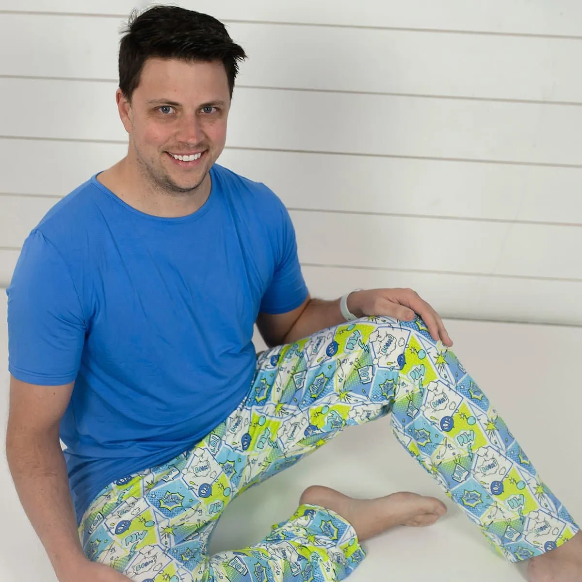 Comic Blue Men's Pajama Set