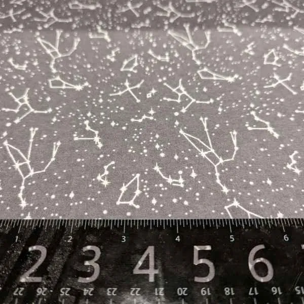 Constellation and Stars FLANNEL fabric on Light Grey