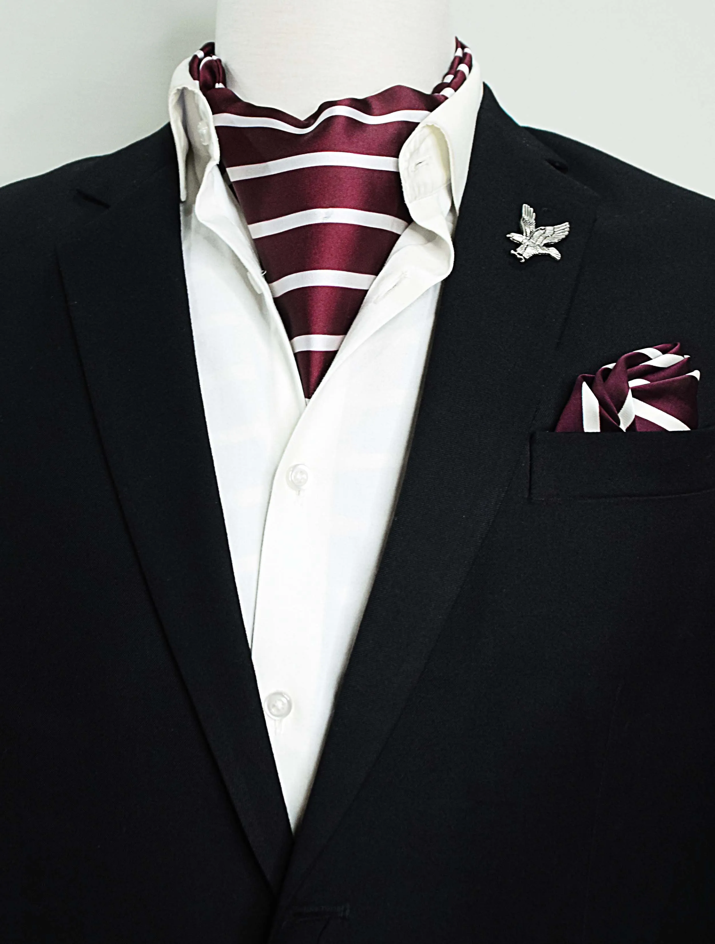 CREAMY ROSEWOOD STRIPES SILK Ascot SET