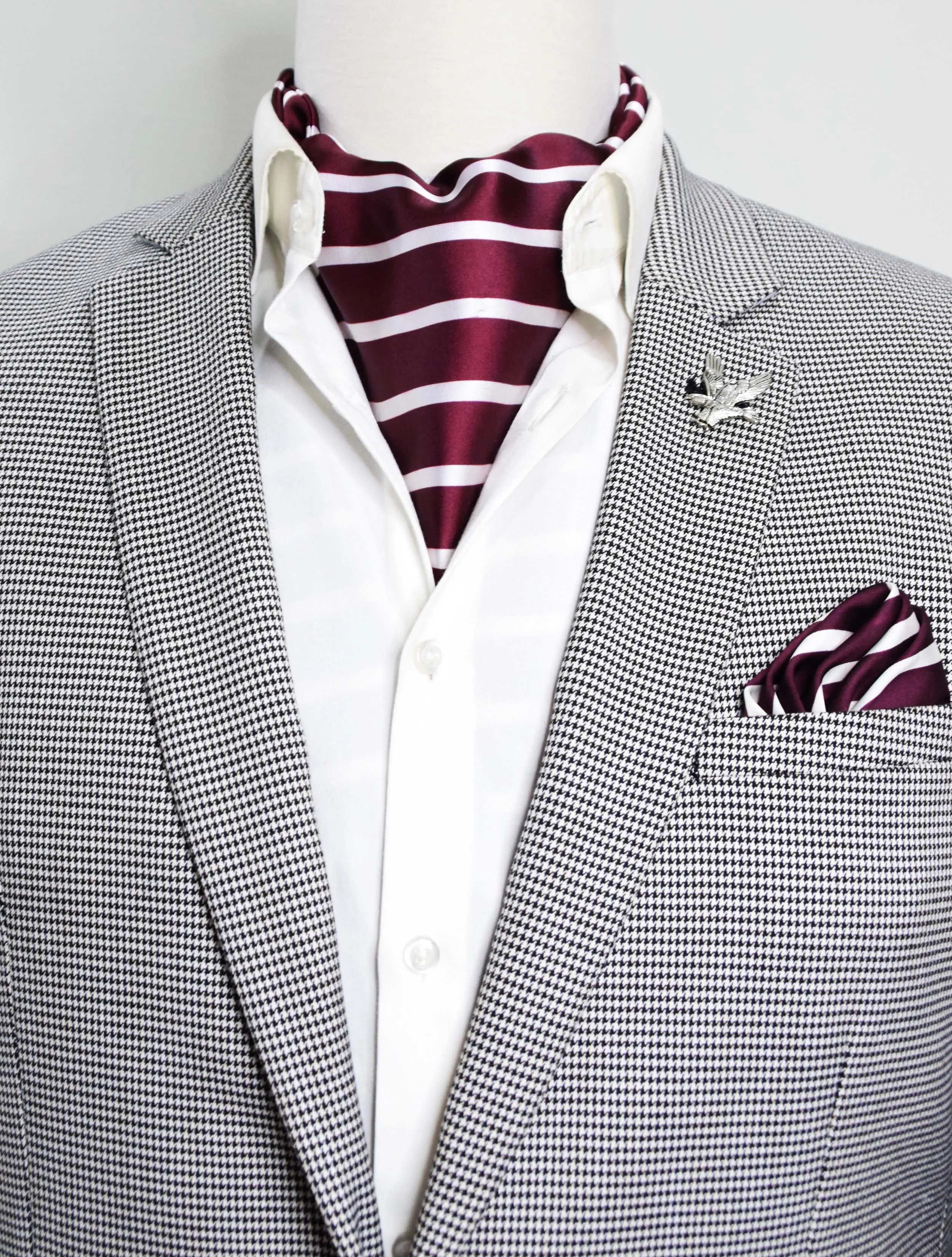 CREAMY ROSEWOOD STRIPES SILK Ascot SET