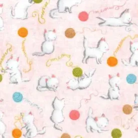 Cuddly Kittens Flannel Fabric by Robert Kaufman, Pink