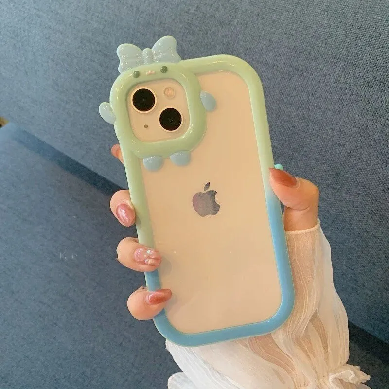 Cute Clear Transparent Kawaii Cartoon Character Thick Protective Shockproof Anti-Fall iPhone Case for iPhone 11 12 13 14 15 Plus Pro Max