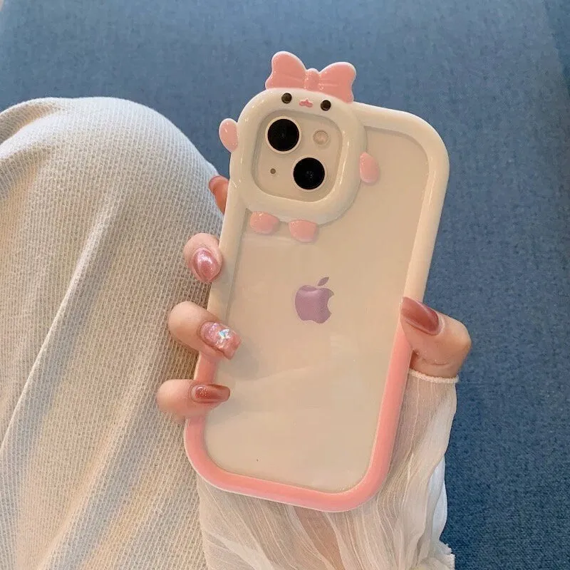 Cute Clear Transparent Kawaii Cartoon Character Thick Protective Shockproof Anti-Fall iPhone Case for iPhone 11 12 13 14 15 Plus Pro Max