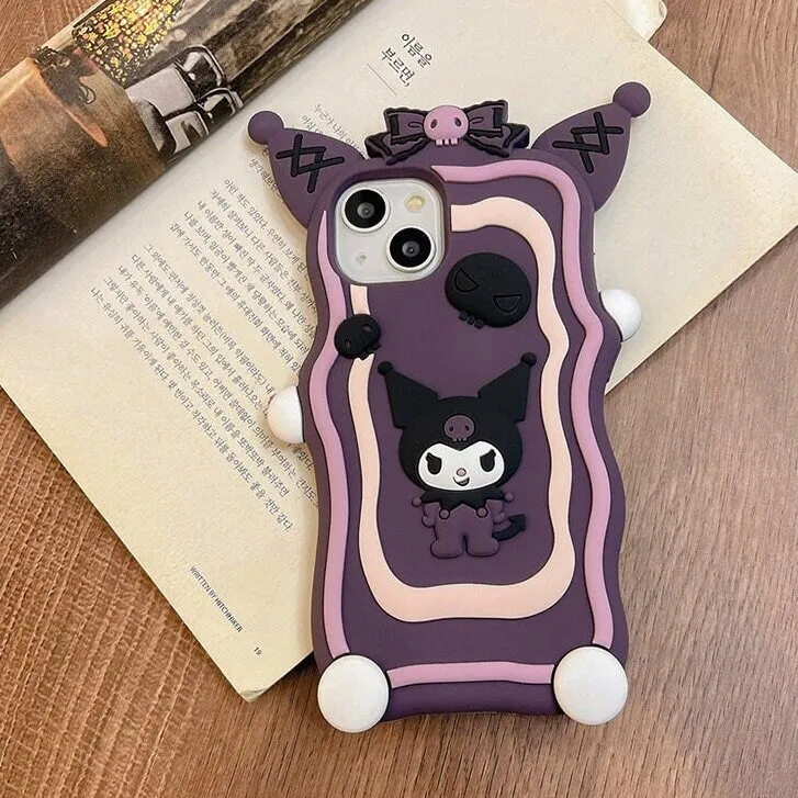 Cute Kawaii 3D Kuromi Sanrio Cartoon Character Design Silicone Protective Shockproof iPhone Case for iPhone 11 12 13 14 15 Pro Max Case