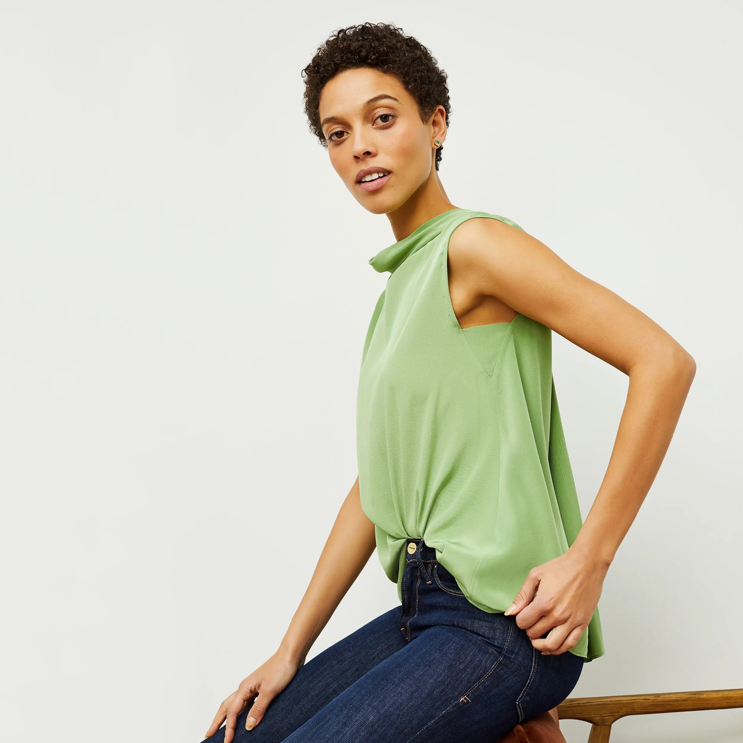 Daisy Top - Washable Silk :: Cactus