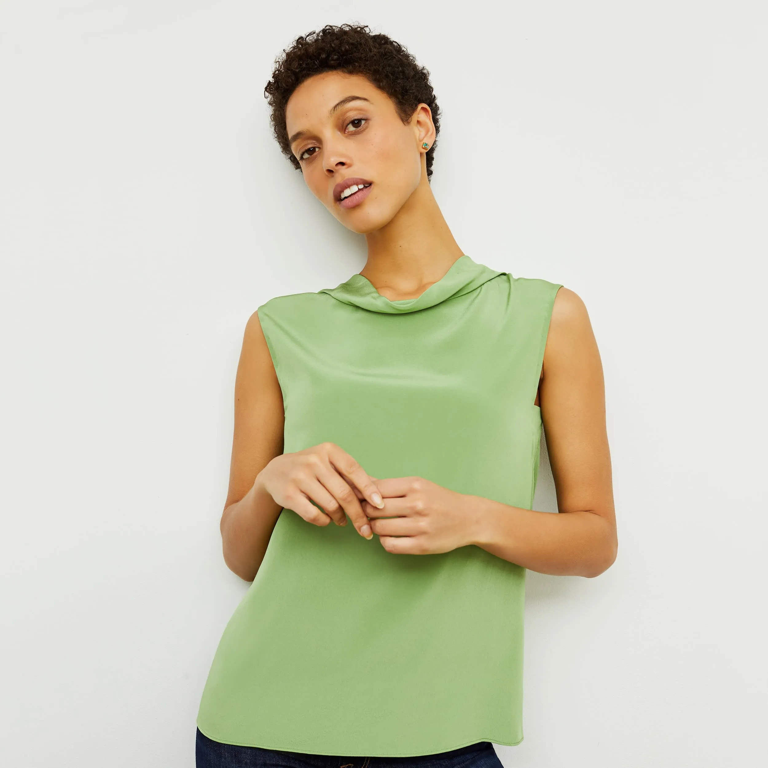 Daisy Top - Washable Silk :: Cactus