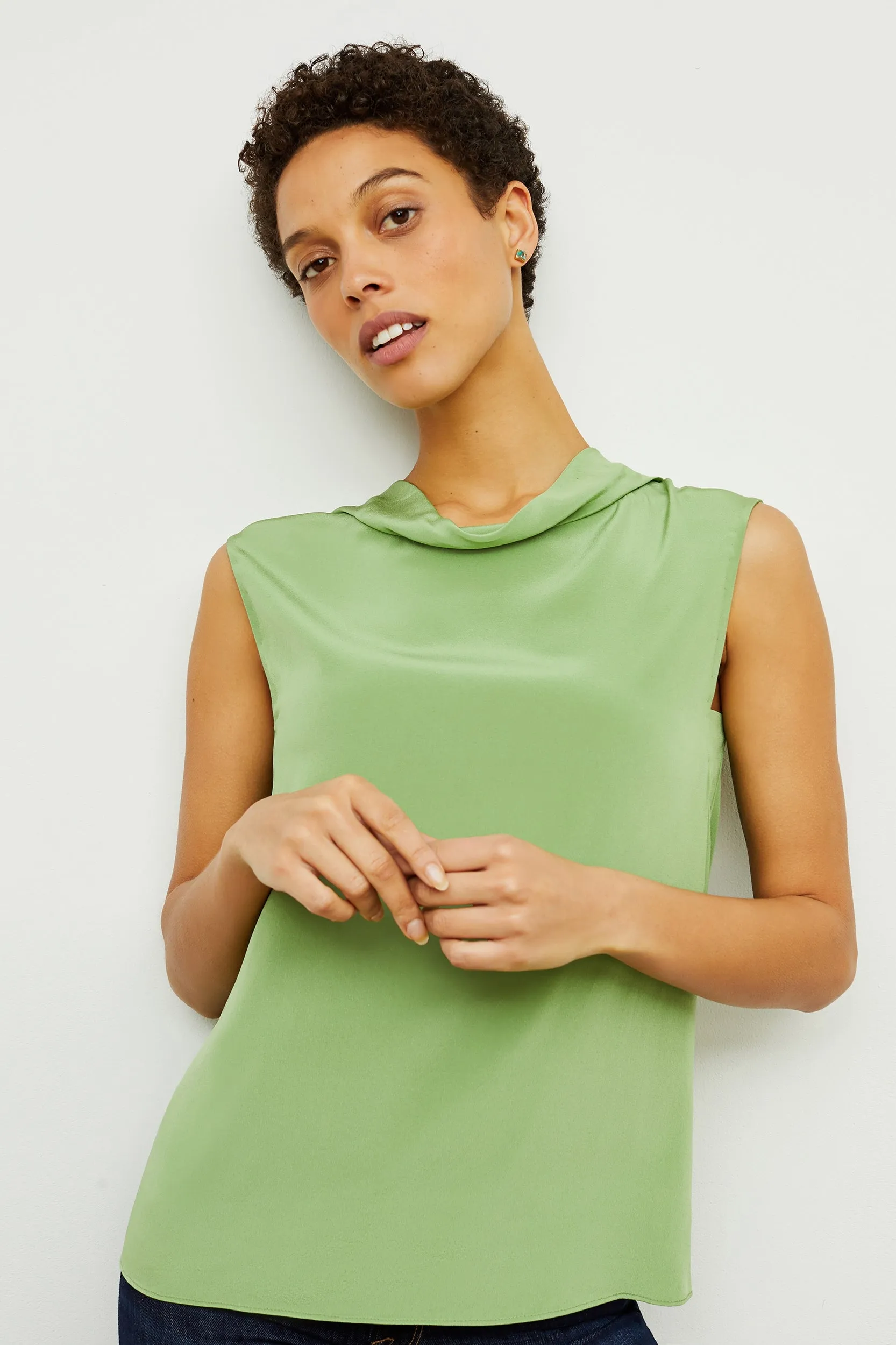 Daisy Top - Washable Silk :: Cactus