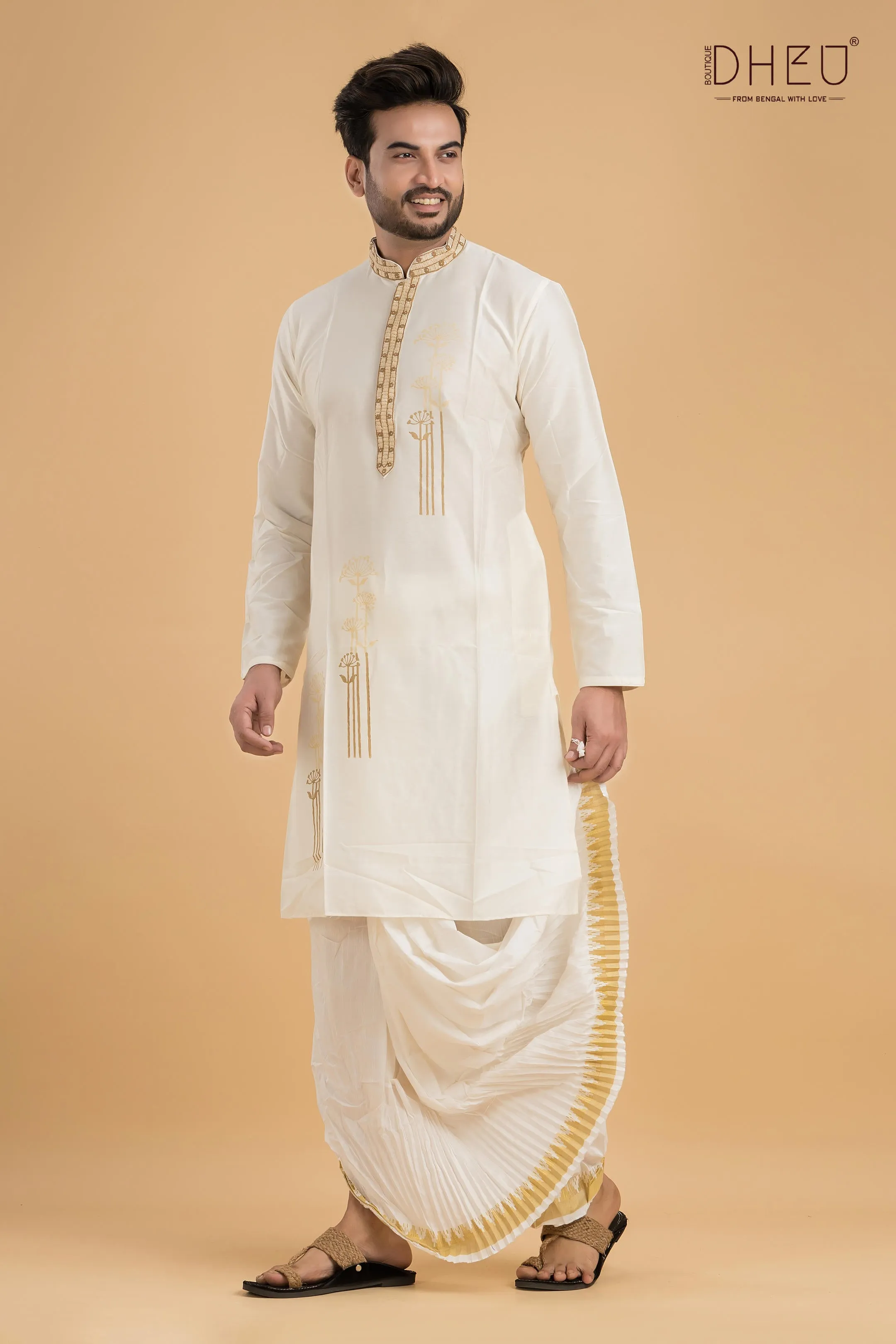 Dheu Designer Silk Kurta & Dhoti(Optional) Set