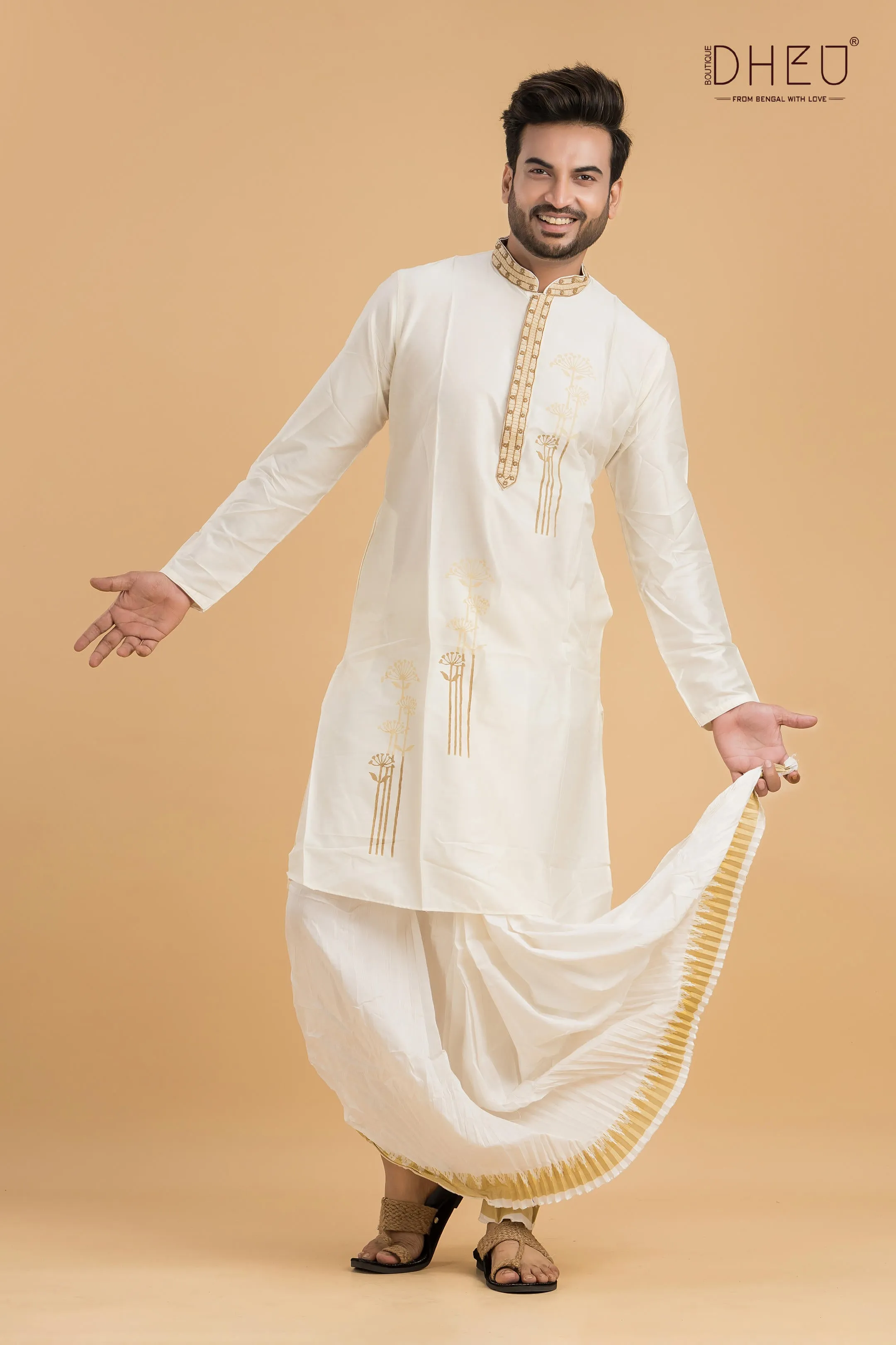 Dheu Designer Silk Kurta & Dhoti(Optional) Set