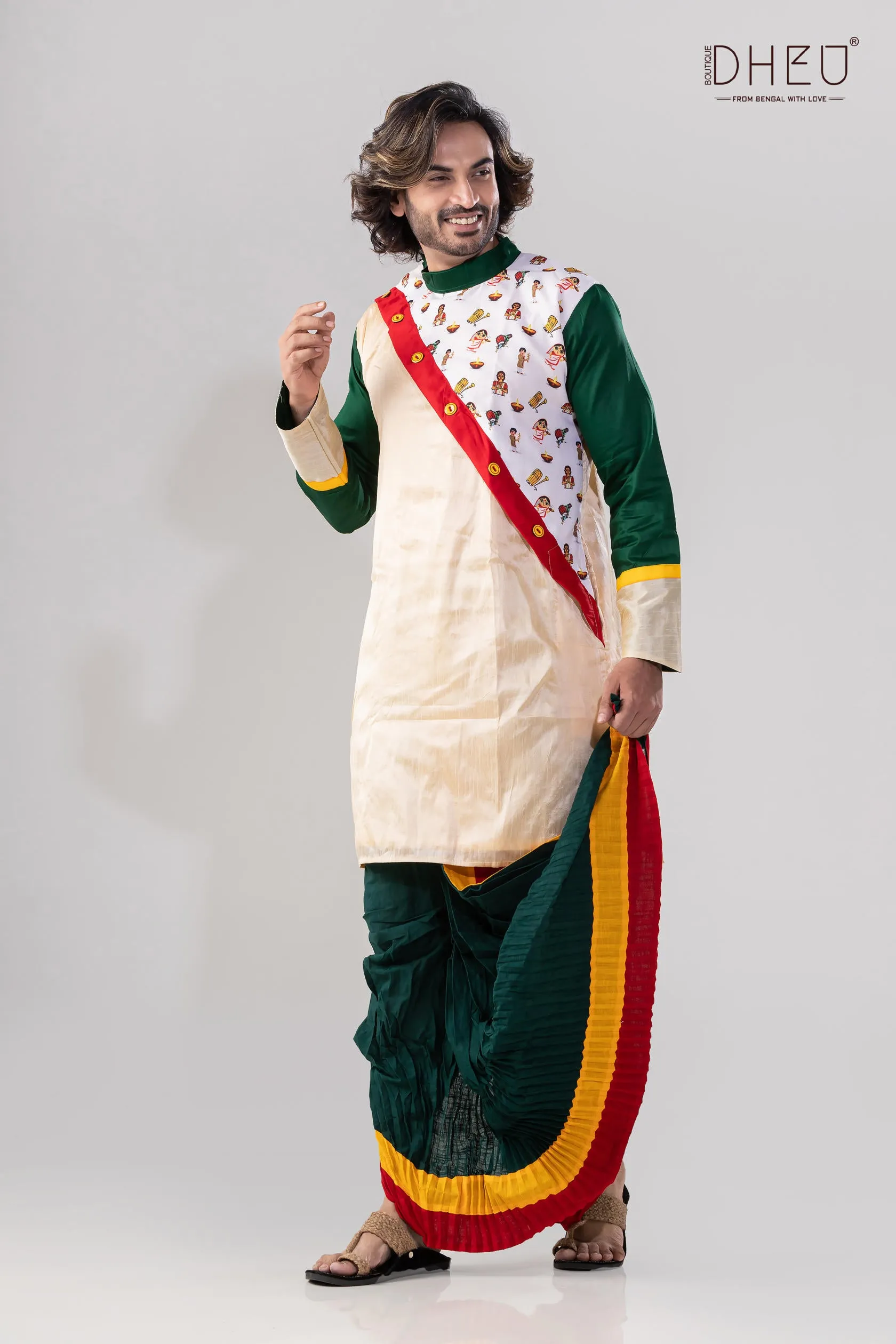 Dheu Exclusive Designer Kurta Dhoti(Optional) Set