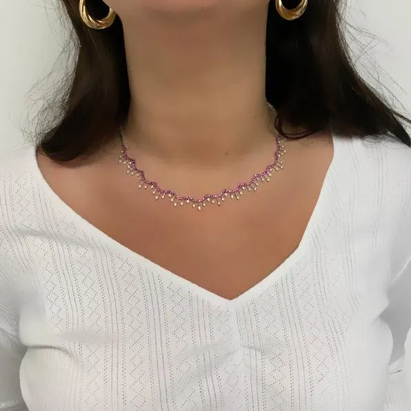 Diamond and Pink Sapphire Necklace