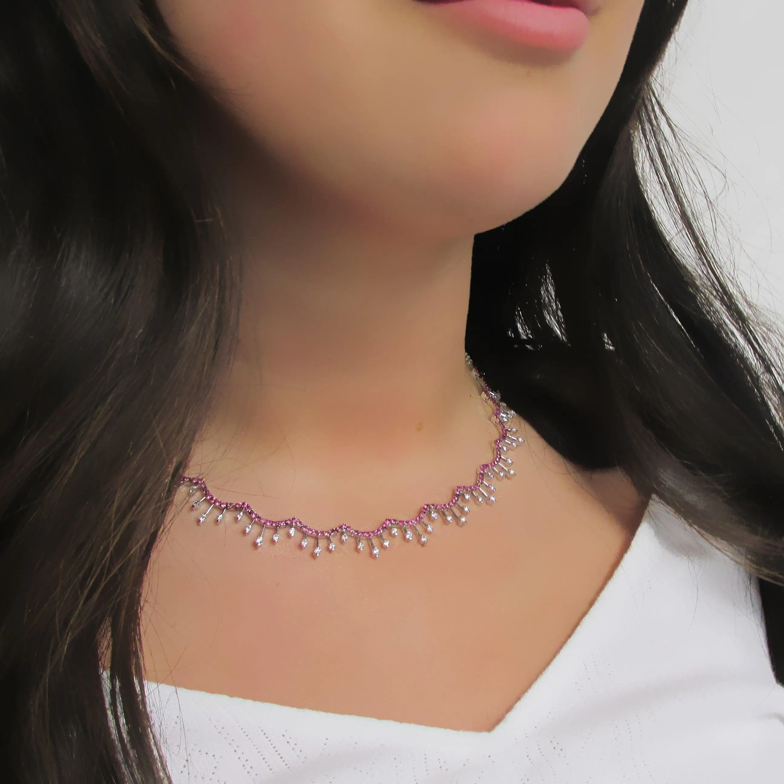 Diamond and Pink Sapphire Necklace