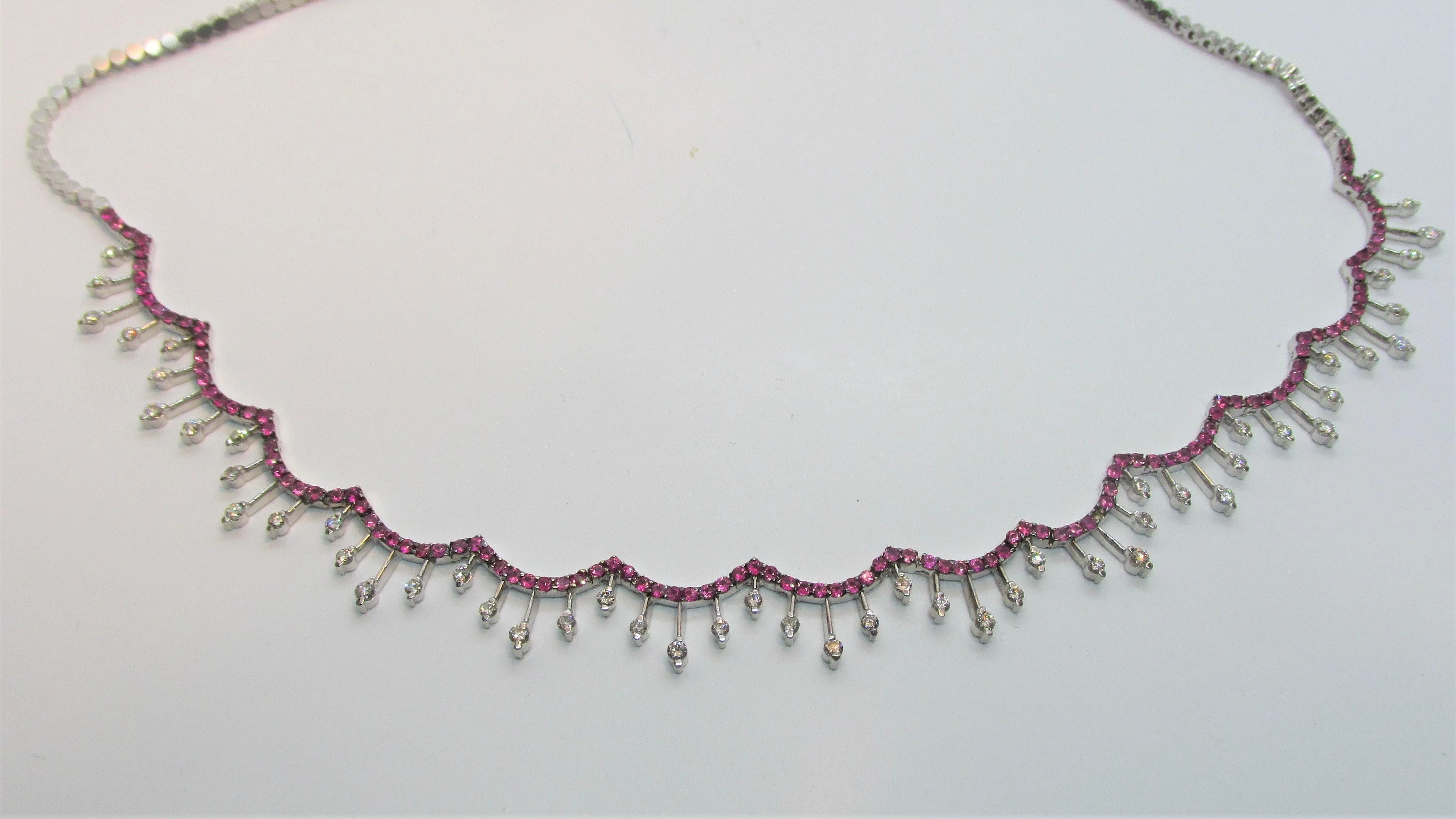 Diamond and Pink Sapphire Necklace