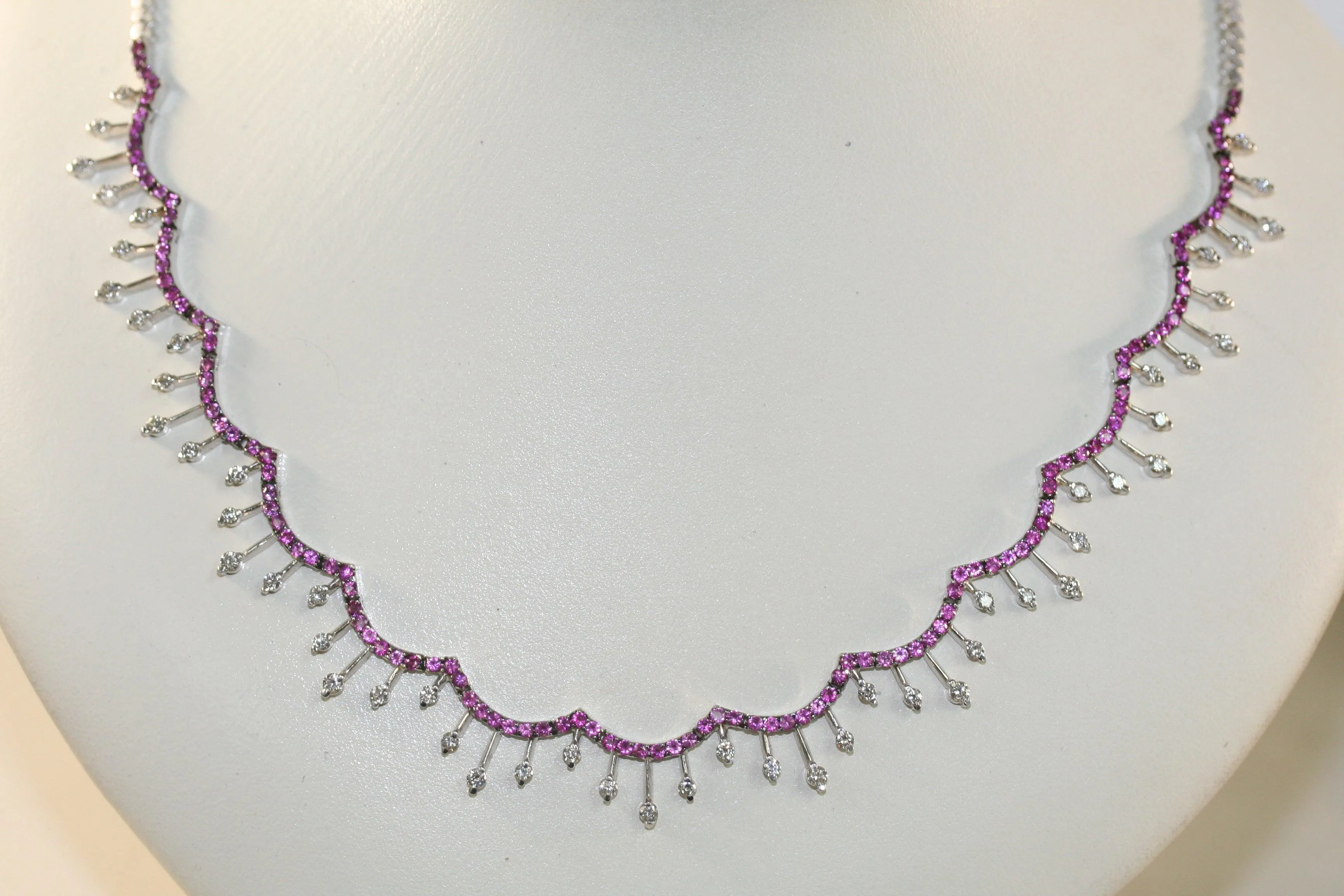 Diamond and Pink Sapphire Necklace