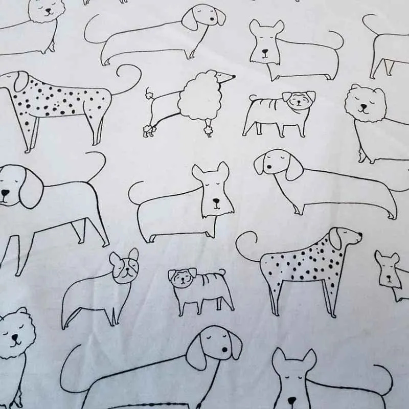 Dog FLANNEL on Cream Flannel Fabric