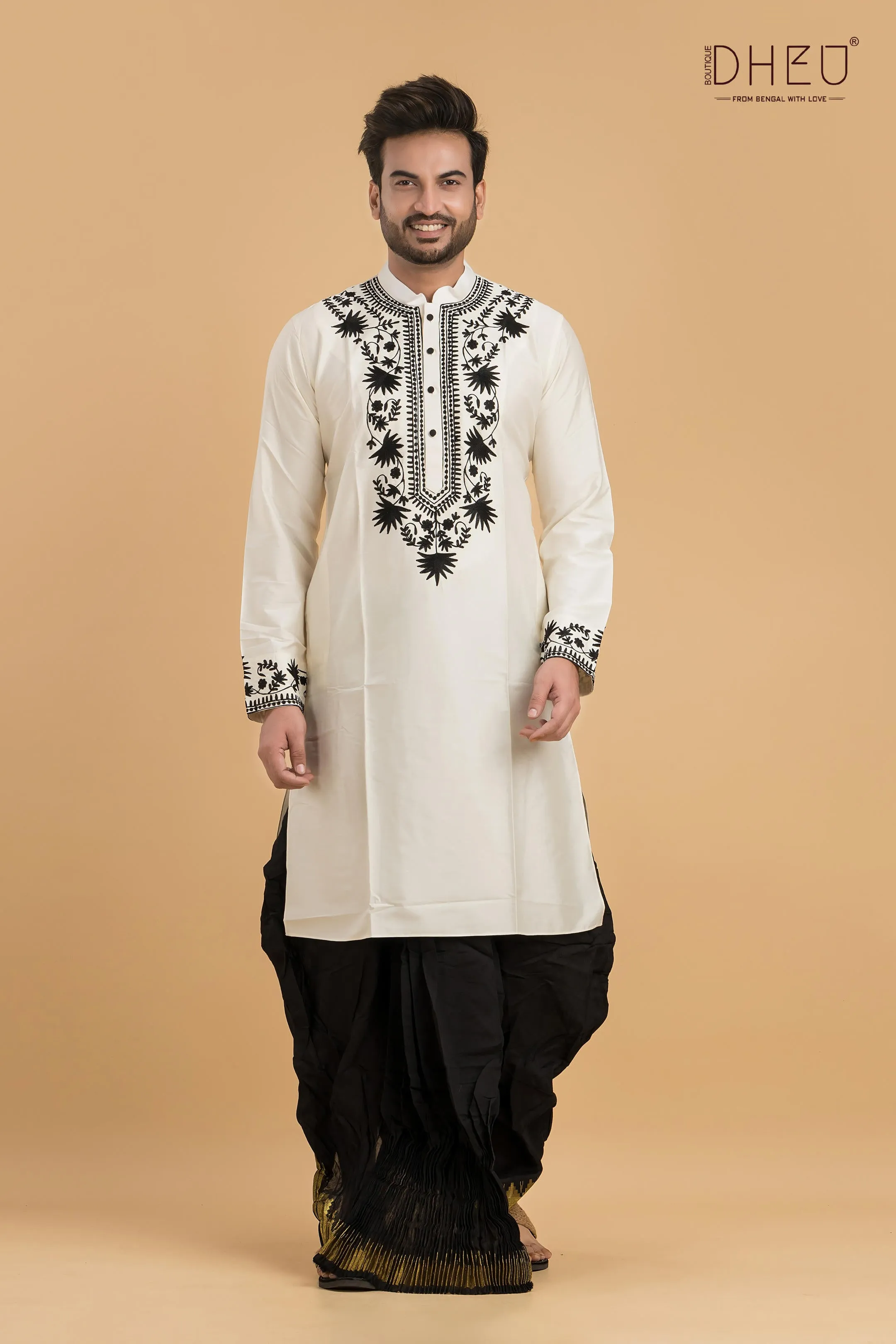 Exclusive Designer Silk Kurta & Dhoti(Optional) Set