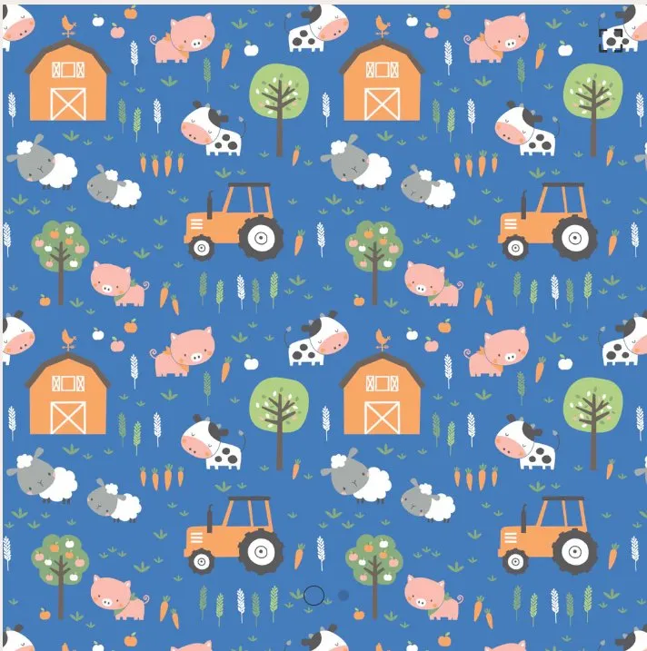 Farm Animals FLANNEL on Dark Blue