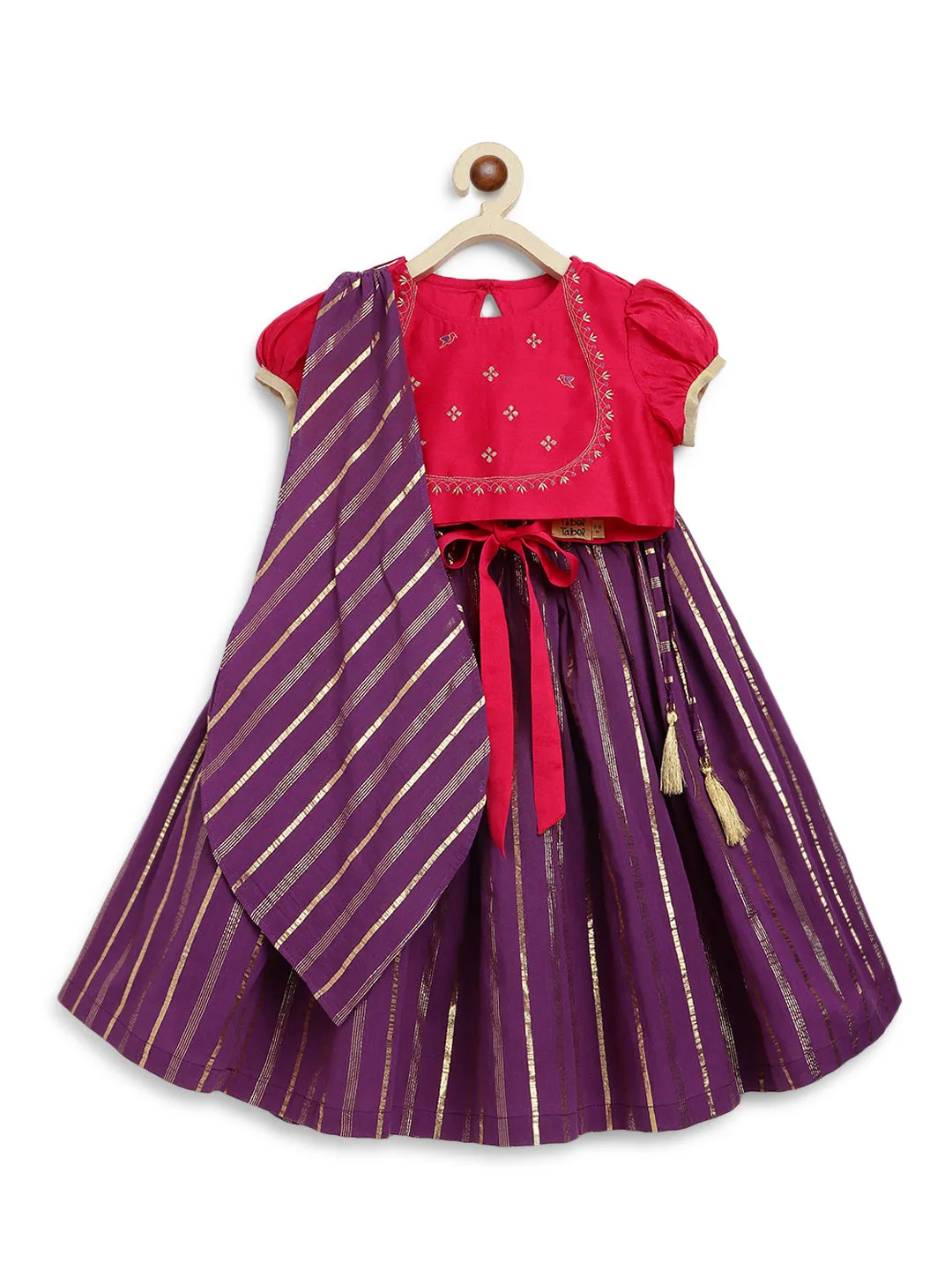 Girl Cotton Silk Blend Half Sleeve Combo Set - Purple