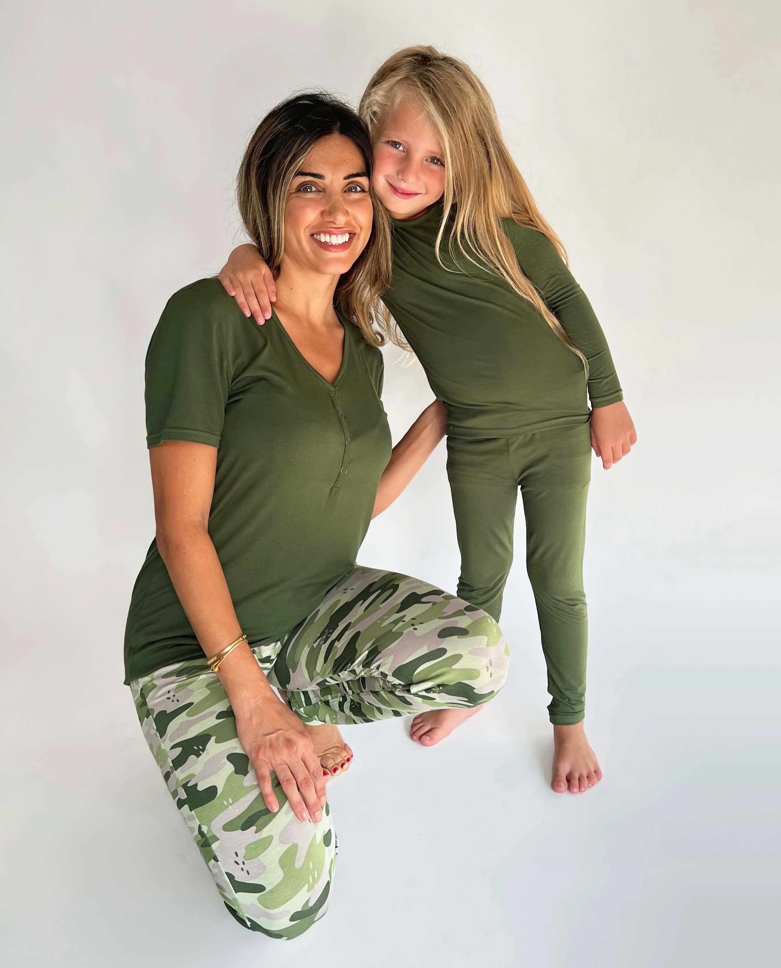 Green Camo Bamboo Women's Pajama Set