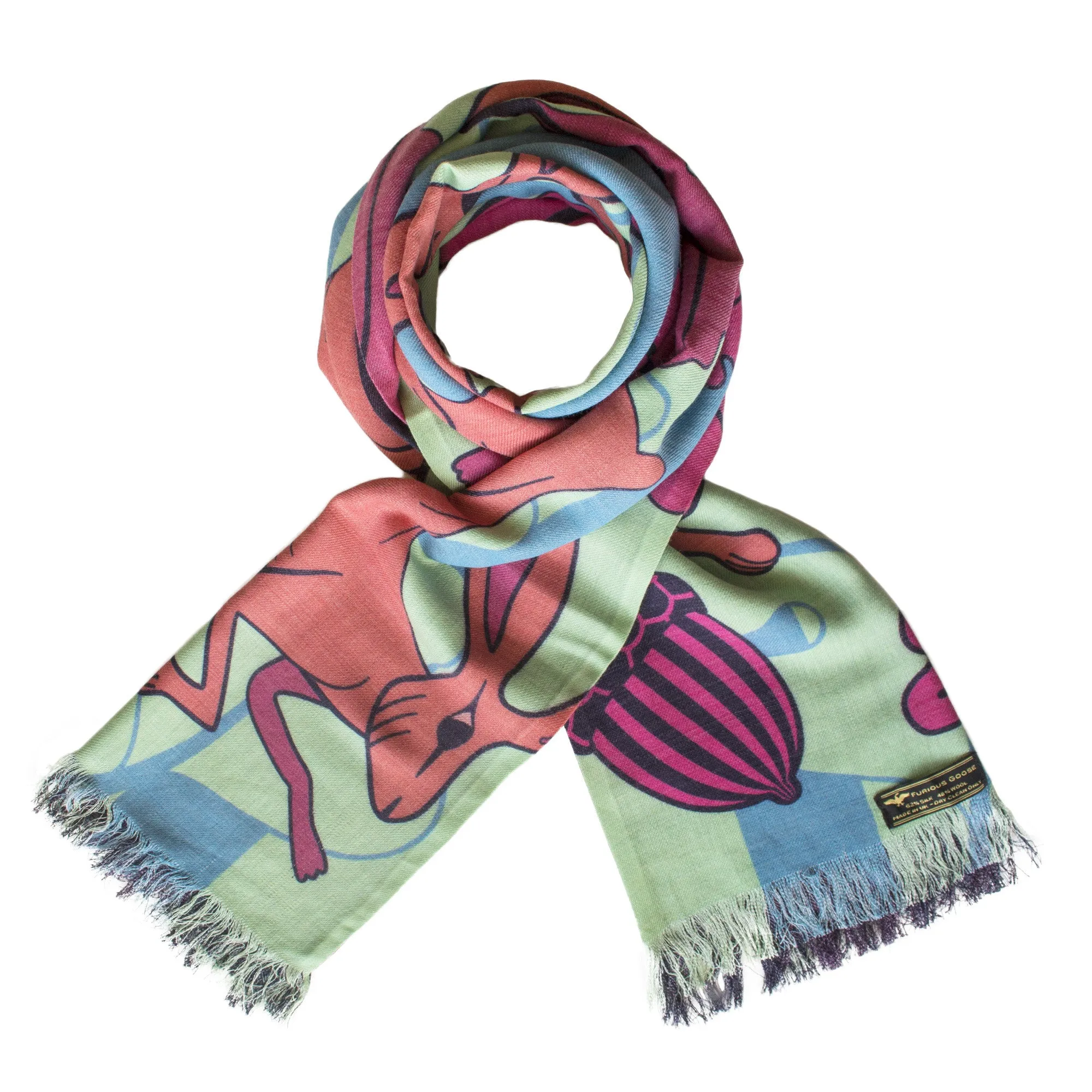 Hares – Spring, Reversible Long Scarf