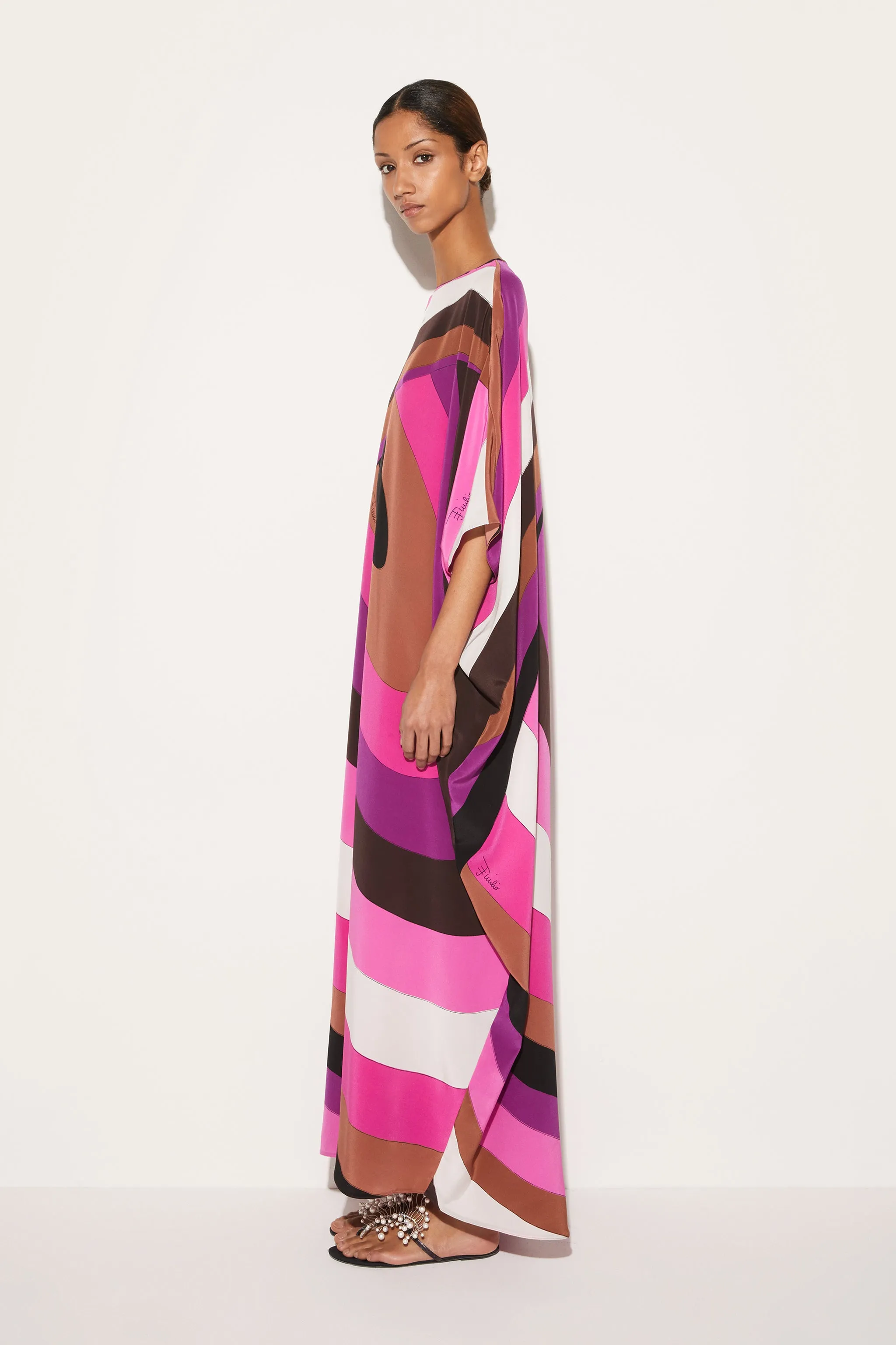 Iride-Print Silk Kaftan