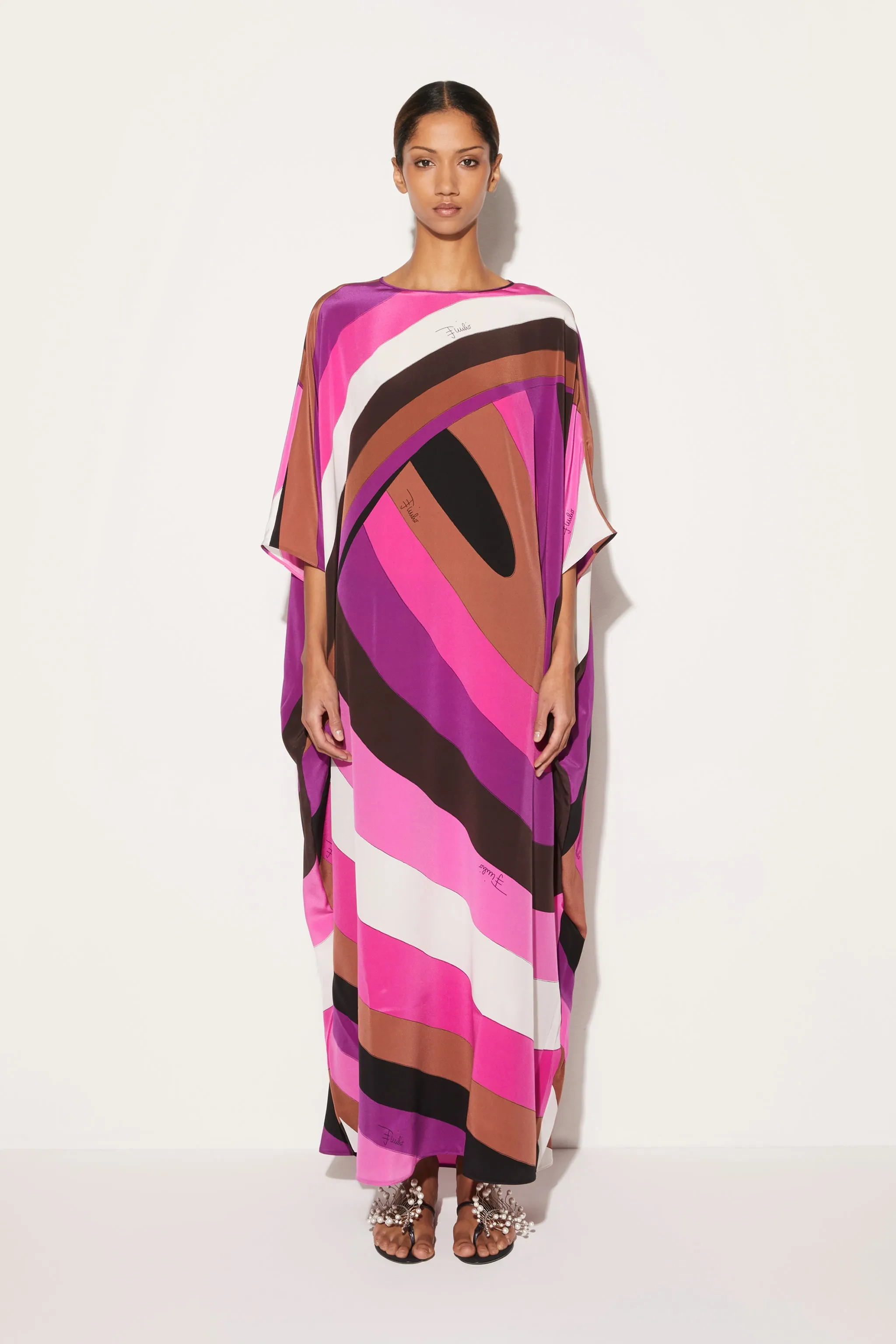 Iride-Print Silk Kaftan