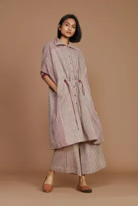 Ivory With Mauve Striped Kaftan Co-Ord Set