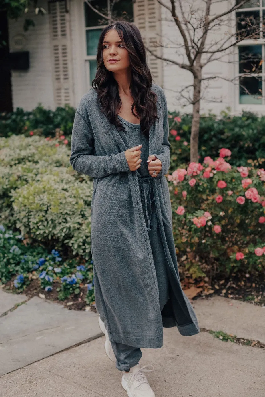 Jumpsuit and Cardigan Set (GRAY)