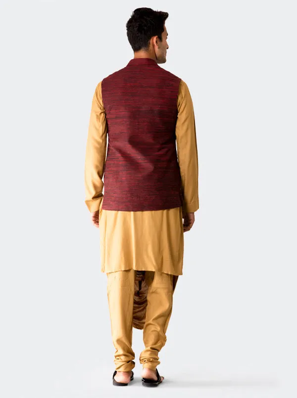 Khaki Kurta with Red Koti