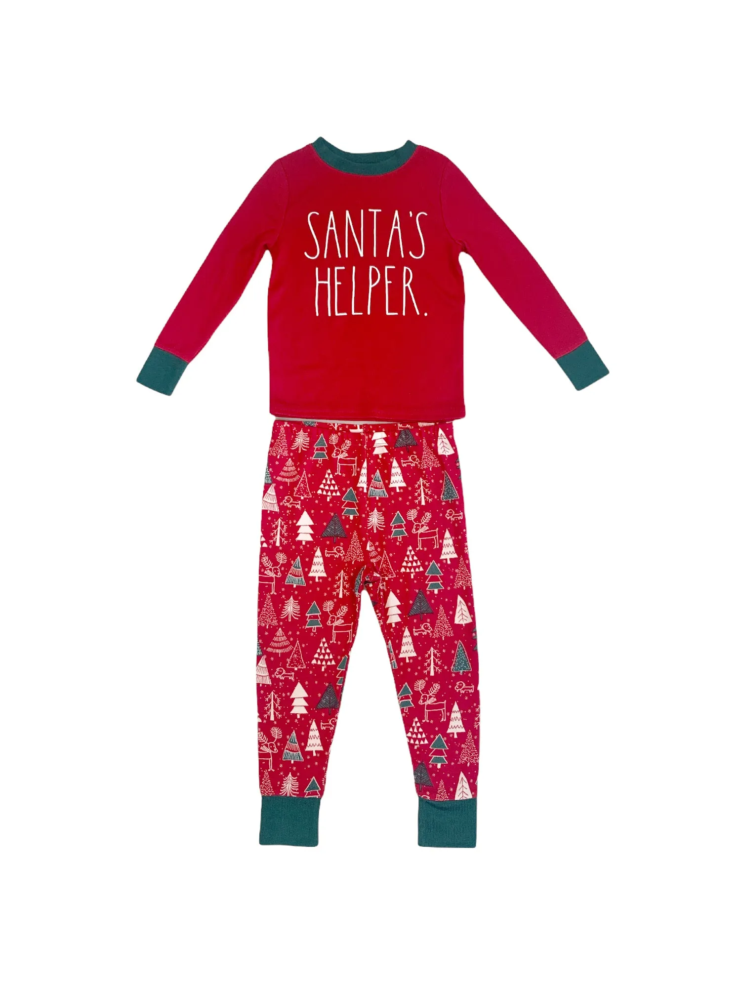 Kids "SANTA'S HELPER" Long Sleeve Top and Jogger Pajama Set