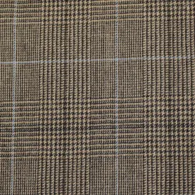 Light Brown And Black With Blue Overcheck Super 110's Flannel Suiting