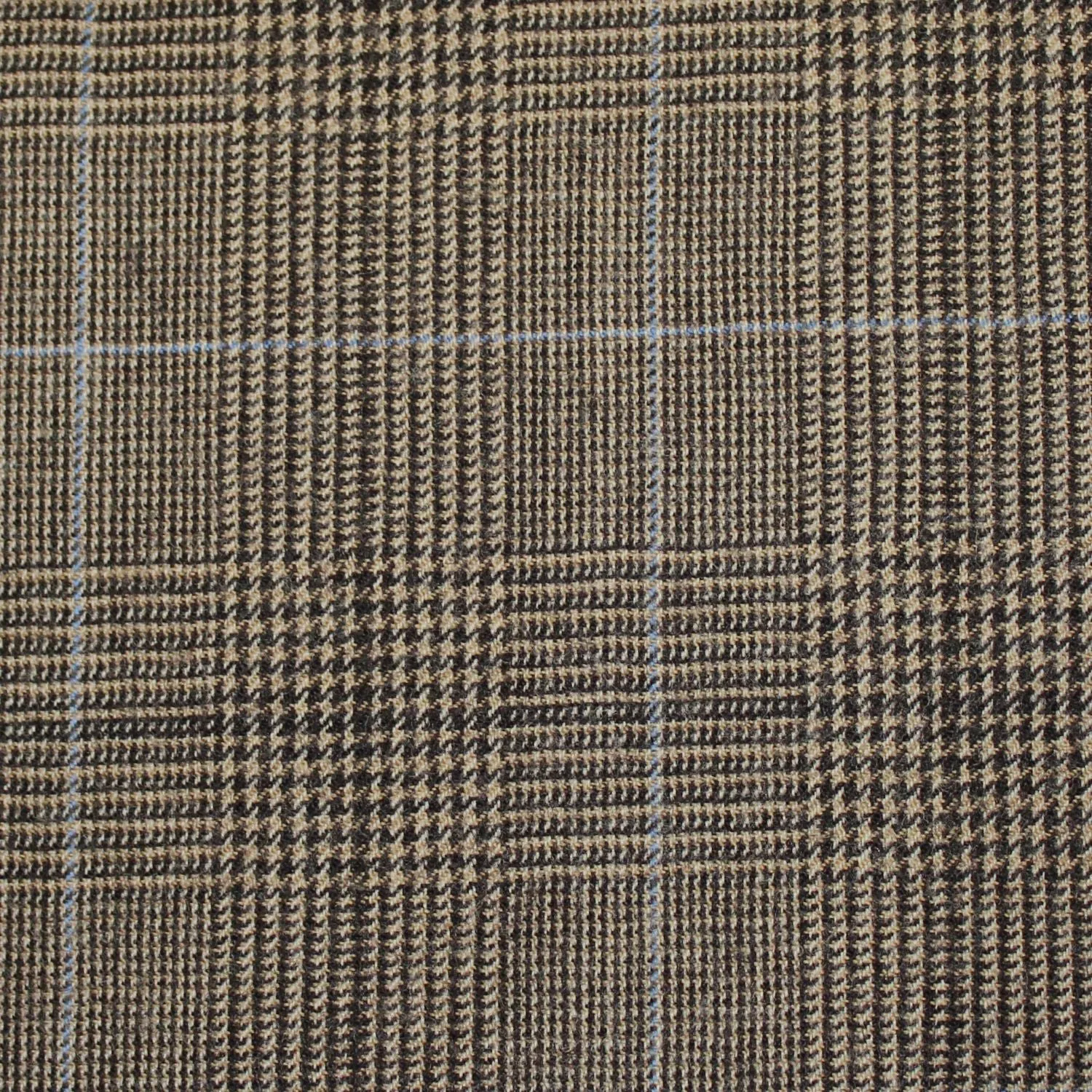 Light Brown And Black With Blue Overcheck Super 110's Flannel Suiting