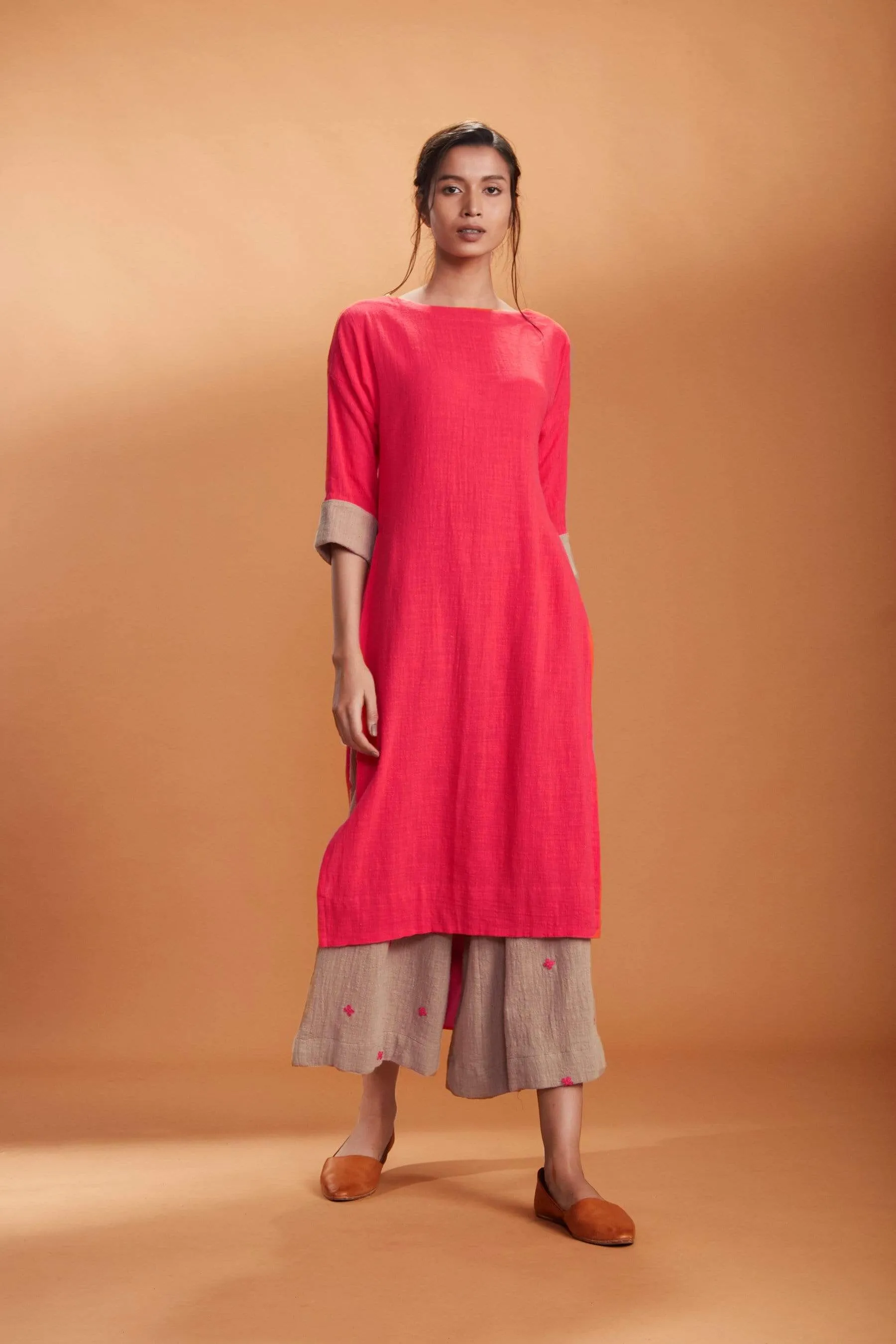 MATI RUKA TUNIC SET CORAL AND KHAKi