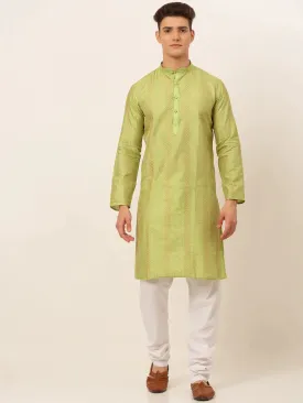 Men'S Pista Green Embroiderd Kurta Pajama