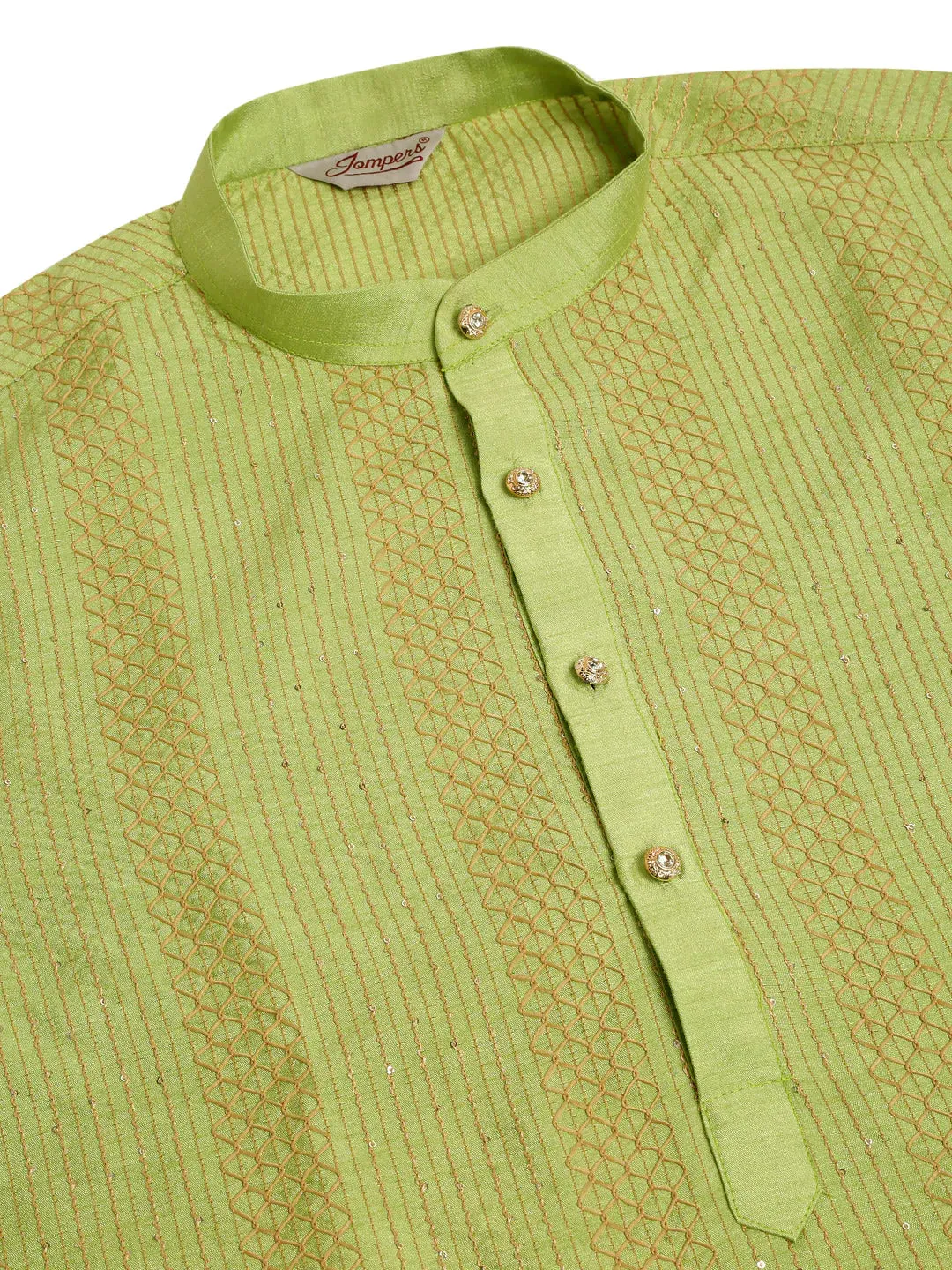 Men'S Pista Green Embroiderd Kurta Pajama