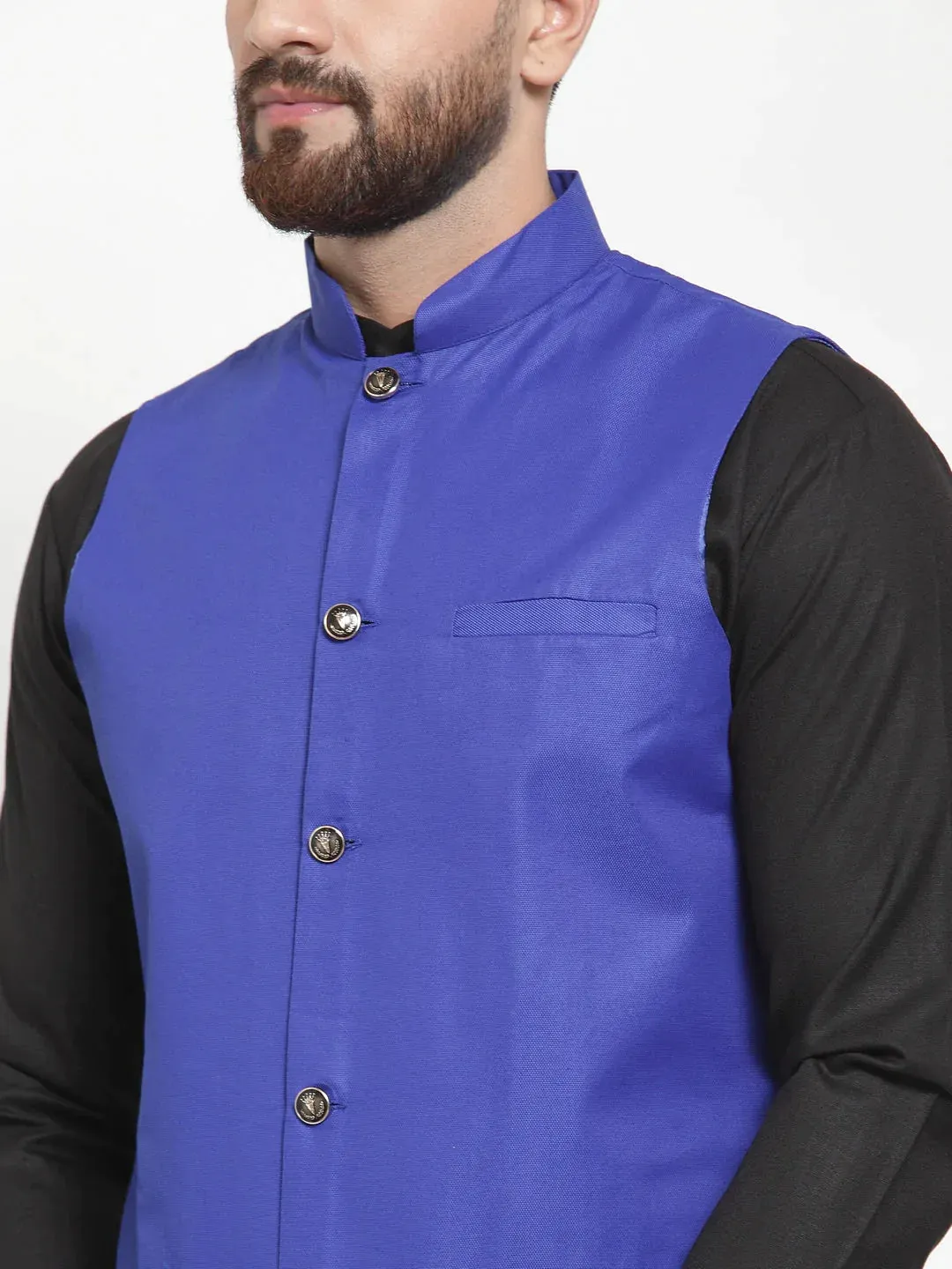 Men'S Solid Kurta Pajama With Solid Waistcoat