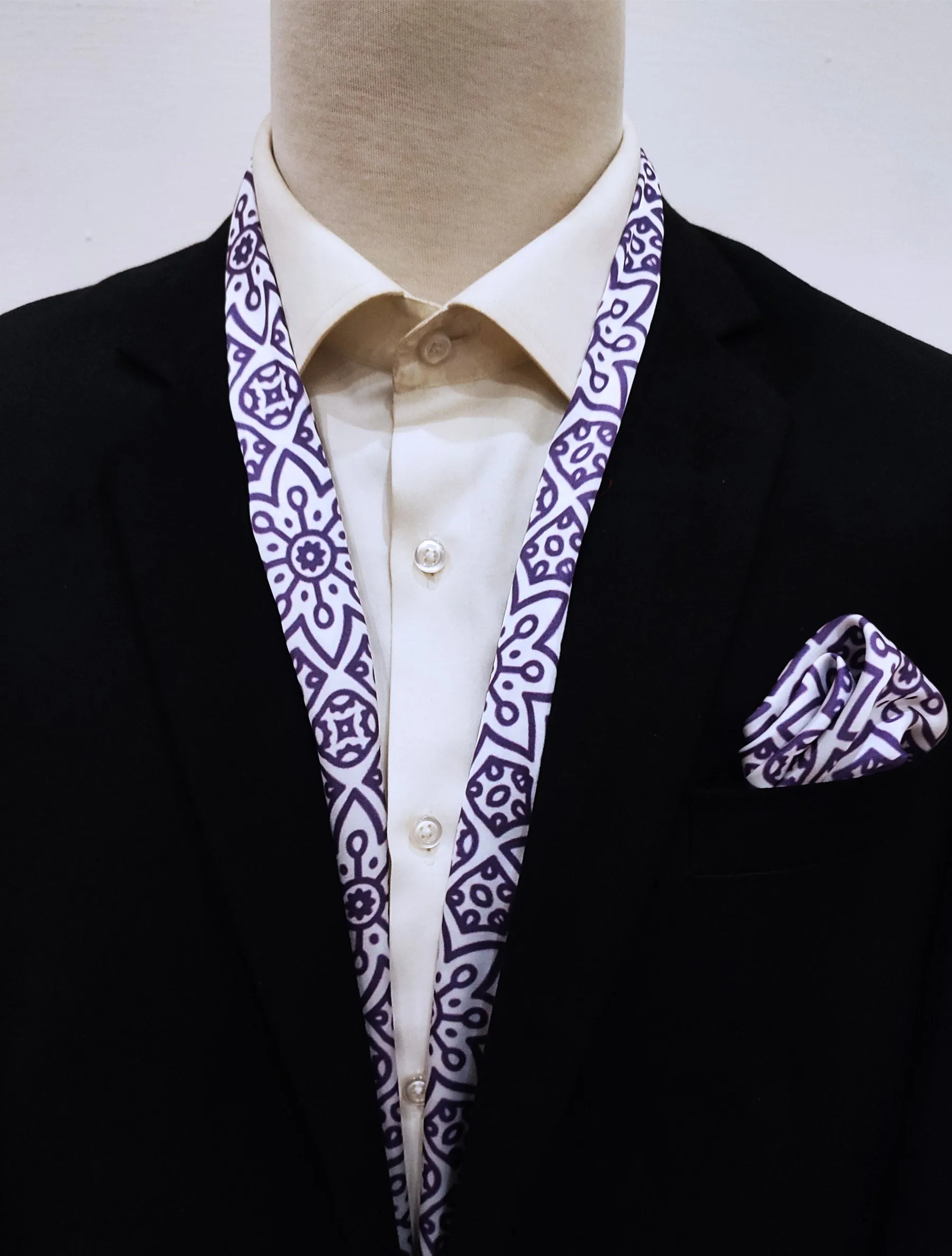 Midnight magenta - Silk Men Scarf And Pocket Square set