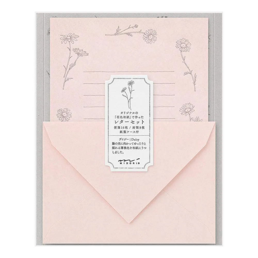 Midori Letter Set 314 Flower Color Washi Paper - Pink