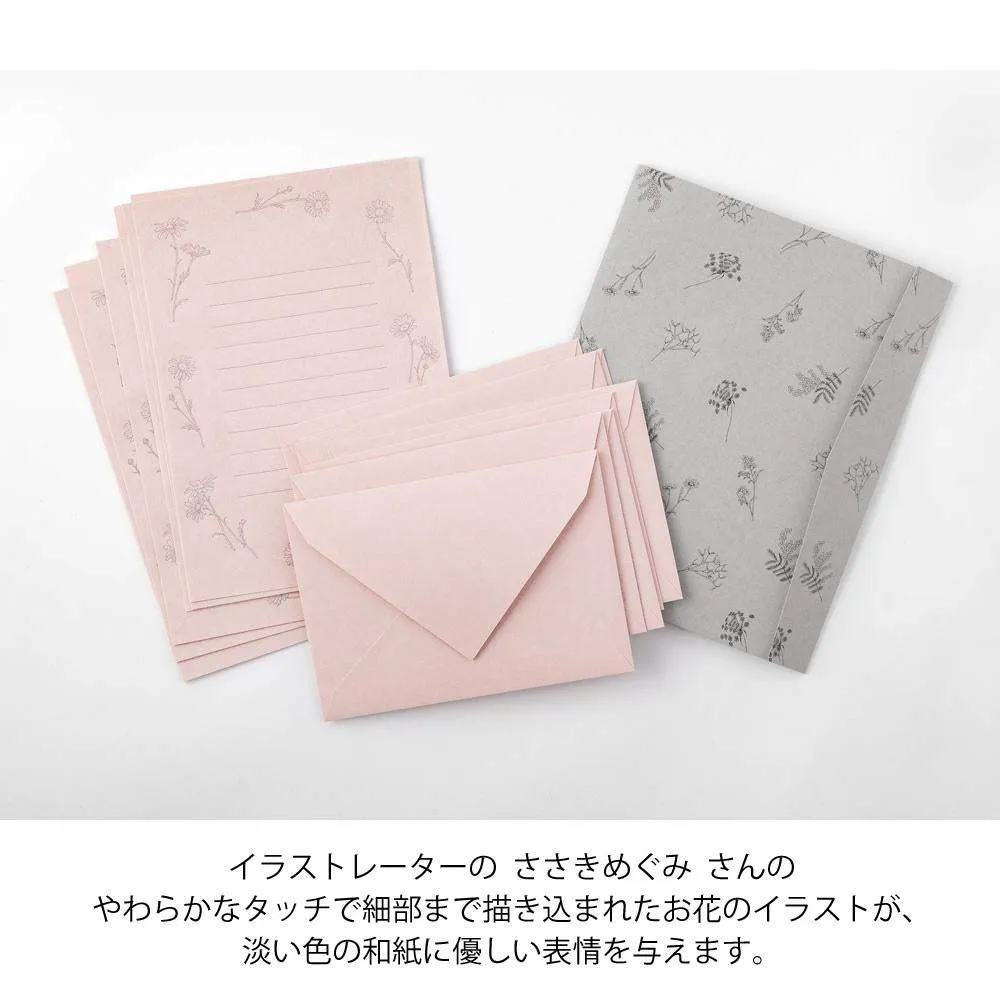 Midori Letter Set 314 Flower Color Washi Paper - Pink