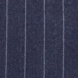 Navy Chalk Stripe 100% Merino Flannel Suiting