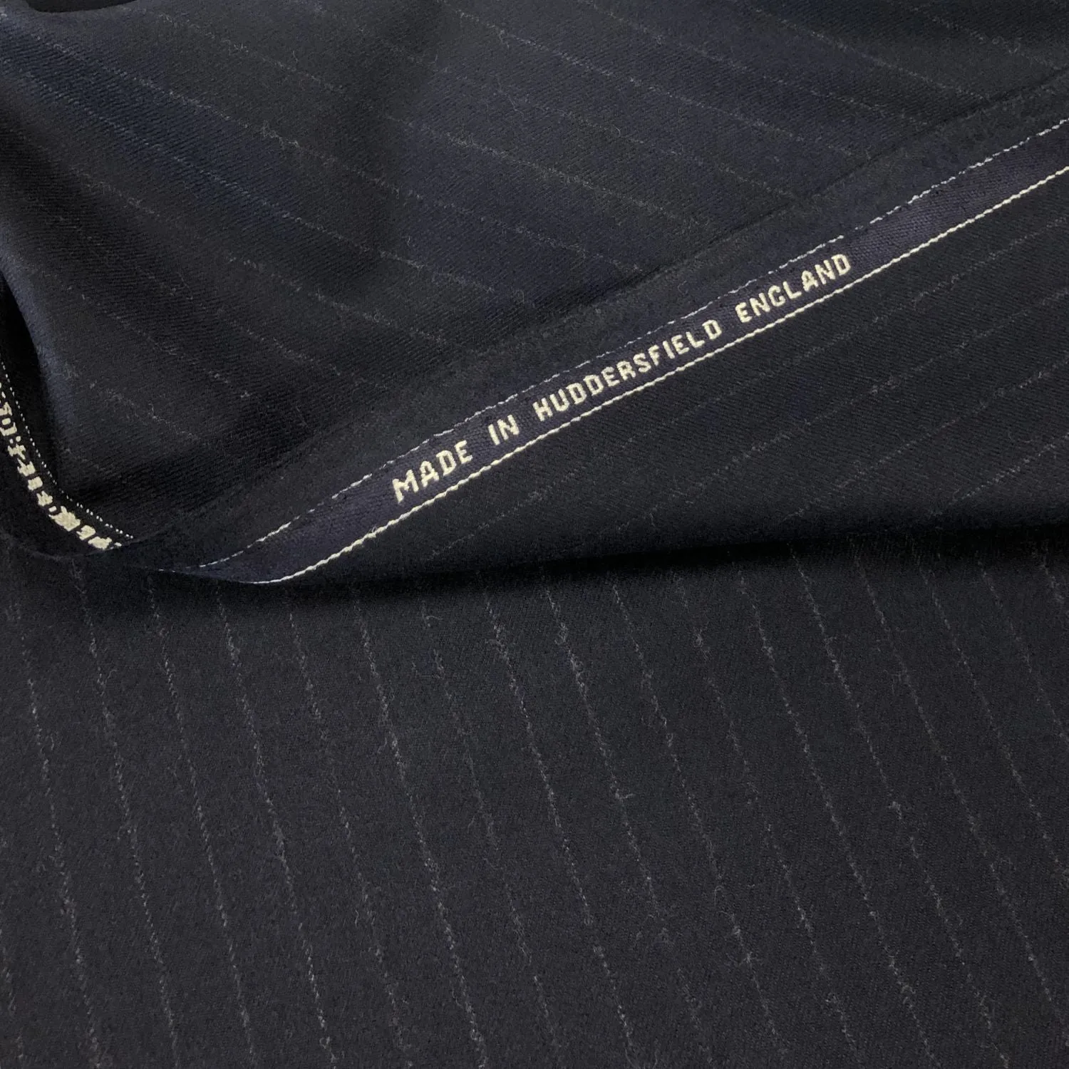 Navy Chalk Stripe Flannel Suiting Jacketing