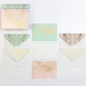 Note Set, Flower Power Design -Sea Green/Blush (12 x Note Card   Envelopes)