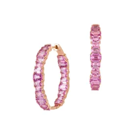 Pink Sapphire Hoop Earrings