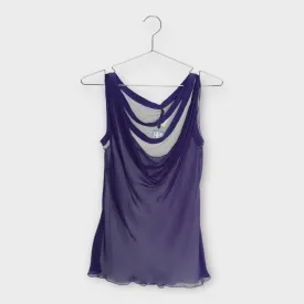 Purple White Silk Drape Singlet