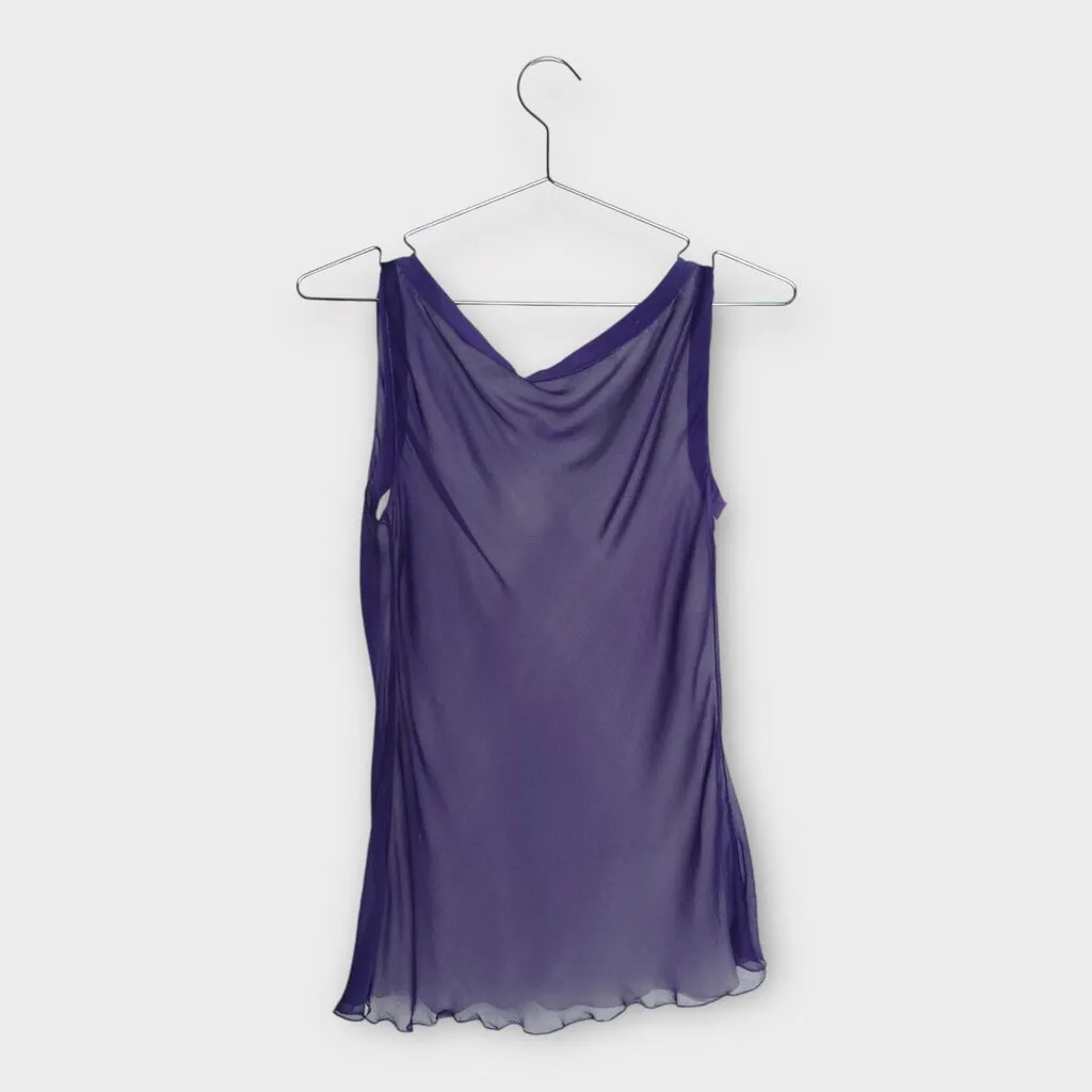 Purple White Silk Drape Singlet