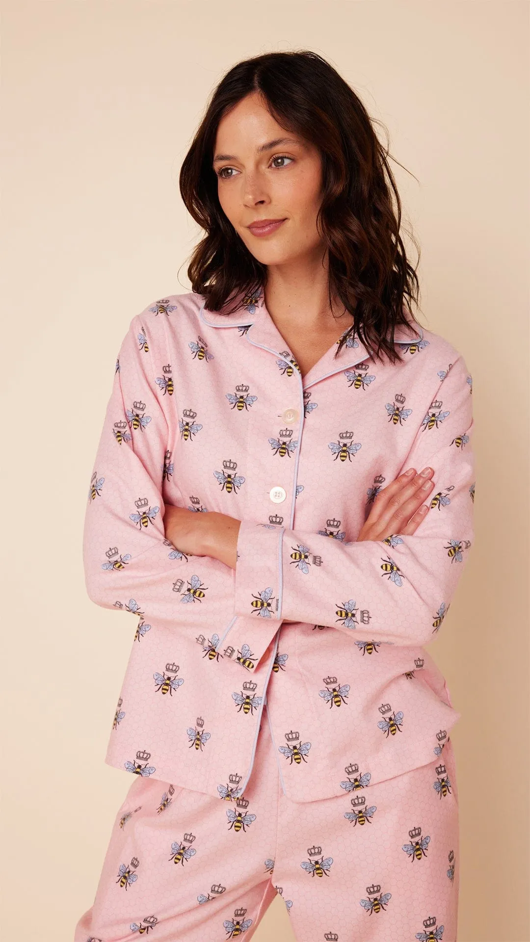 Queen Bee Flannel Pajama - Pink