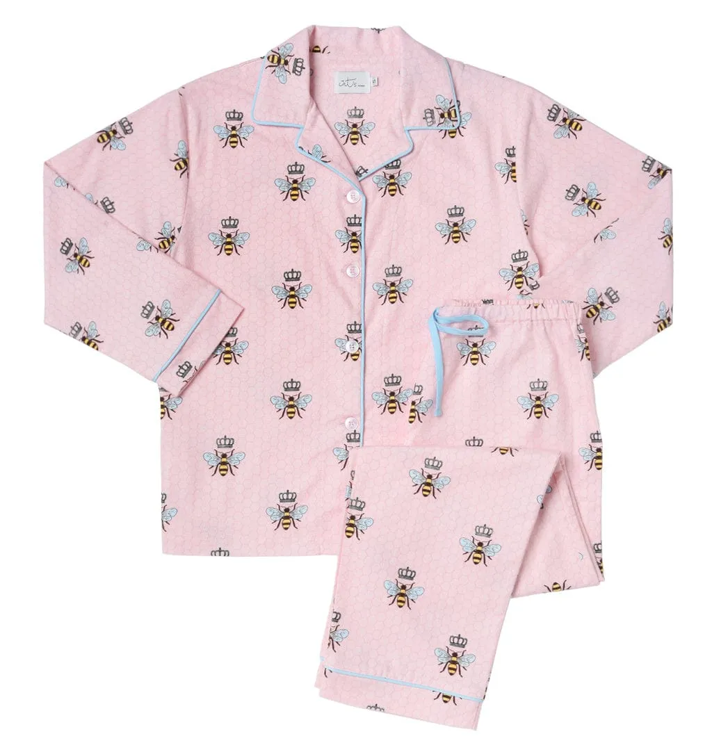 Queen Bee Flannel Pajama - Pink