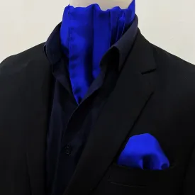 ROYAL BLUE - SILK MEN ASCOT and pocket square set