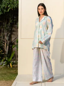 Shuchi Woodblock Hand Printed Monsoon Pajama Set 100% Cotton