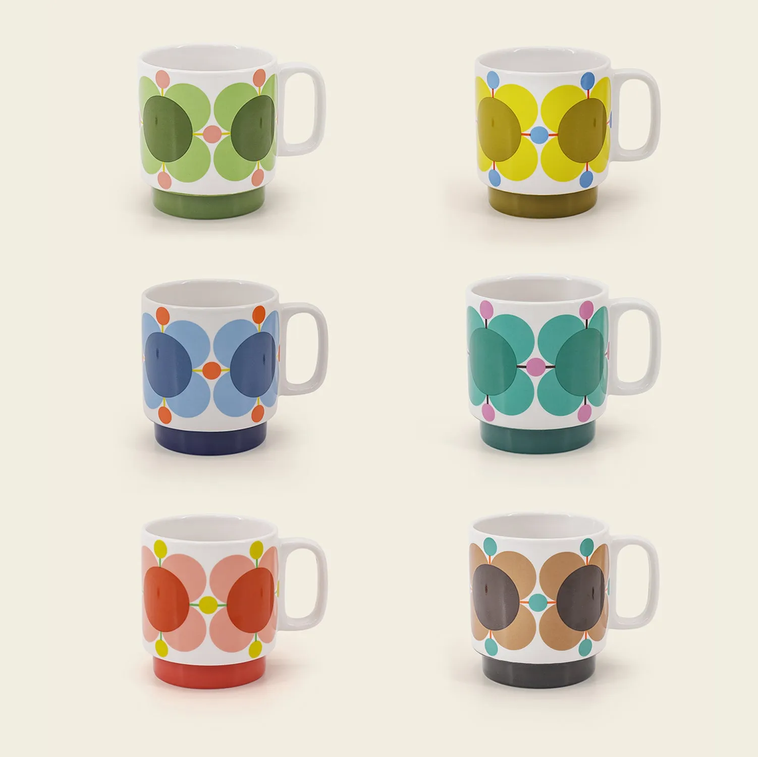 Stackable Large Mug Set of 6 - Atomic Flower